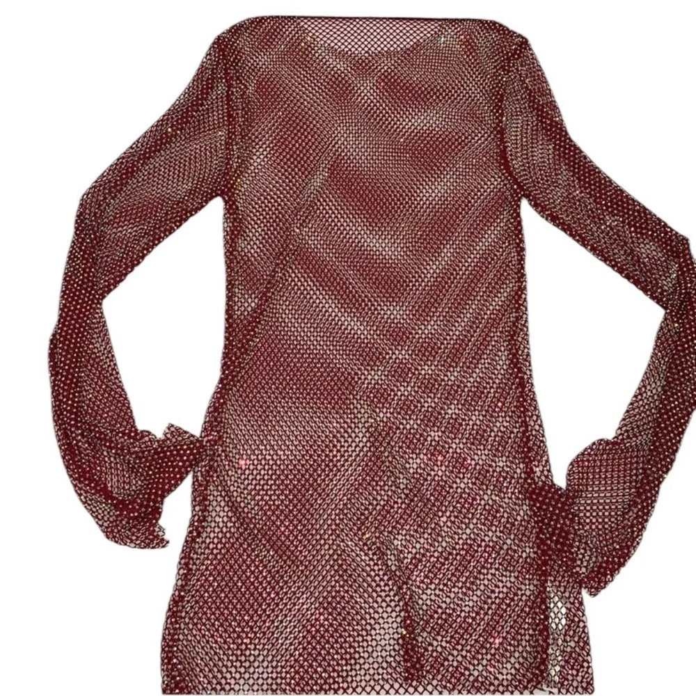 Free People intimately Filter Finish Ruby Red Long Sleeve Rhinestone Top